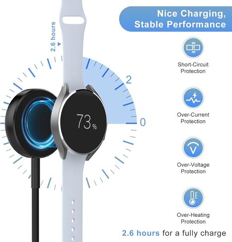 كابل شاحن ساعة سريع 4 في 2 USB C لشاحن ساعة سامسونج جالاكسي، قاعدة شحن محمولة لساعة سامسونج جالاكسي 5/5 برو/4/4 كلاسيك/3/أكتيف 2/أكتيف، جالاكسي S23/S22/S20 Galaxy Buds iOS 6FT in Kuwait