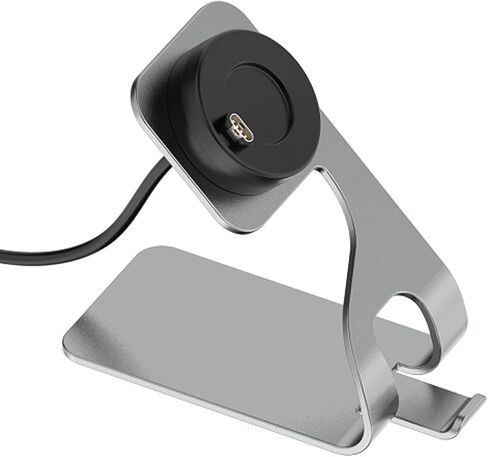 حامل قاعدة سطح مكتب معدني مضاد للانزلاق لـ Garmin Venu 3/Venu 3S/Vivoactiv 5 مع كابل قاعدة شحن، محطة حامل بديلة للساعة الذكية (رمادي) in Saudi Arabia