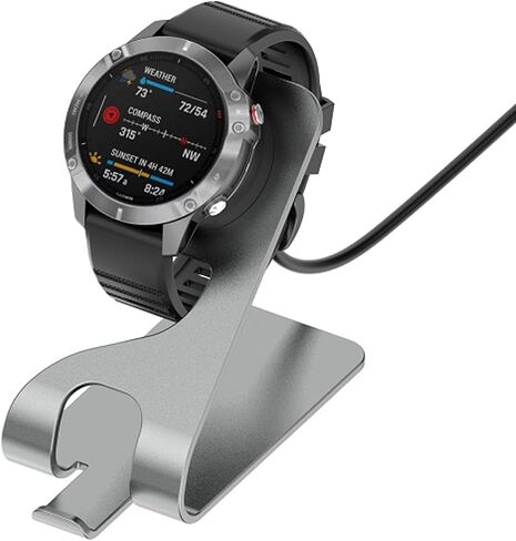 حامل قاعدة سطح مكتب معدني مضاد للانزلاق لـ Garmin Venu 3/Venu 3S/Vivoactiv 5 مع كابل قاعدة شحن، محطة حامل بديلة للساعة الذكية (رمادي) in Saudi Arabia