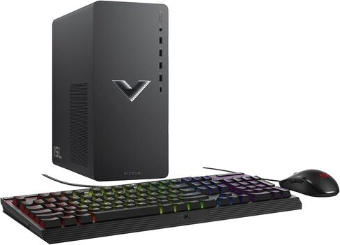 كمبيوتر سطح المكتب HP Victus Gaming (16-Core Intel i7-13700F، GeForce RTX 4060 8GB، 64GB DDR4، 4TB PCIe SSD، لكل مفتاح RGB Backlit KB، WiFi 6، Bluetooth 5.3، Win11P) مع موسع منفذ USB DKZ in Kuwait