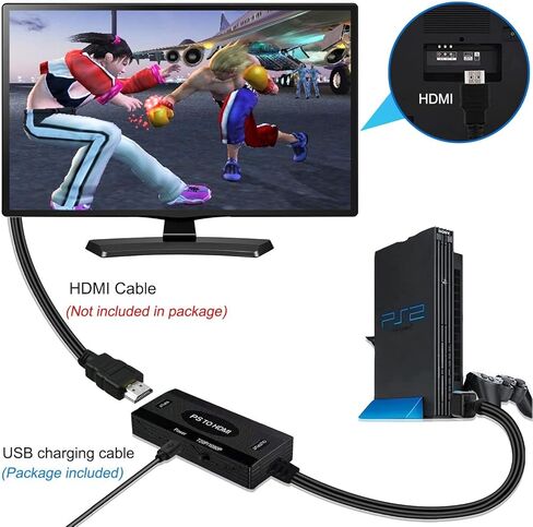 محول PS2 إلى HDMI، محول PS2 إلى HDMI متوافق مع PS 1/2/3 يدعم 4:3/16:9 مفتاح نسبة العرض إلى الارتفاع للشاشة in Kuwait