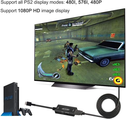 محول PS2 إلى HDMI، محول PS2 إلى HDMI متوافق مع PS 1/2/3 يدعم 4:3/16:9 مفتاح نسبة العرض إلى الارتفاع للشاشة in Kuwait