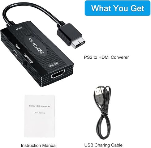محول PS2 إلى HDMI، محول PS2 إلى HDMI متوافق مع PS 1/2/3 يدعم 4:3/16:9 مفتاح نسبة العرض إلى الارتفاع للشاشة in Kuwait