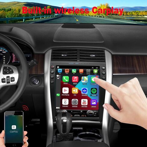راديو QLED 8-Core لترقية راديو Ford Edge 2011 2012 2013 2014، استبدال ستيريو Android، شاشة لمس QLED 12.1 بوصة، دعم Carplay وAndroid Auto، كاميرا خلفية مجانية in Kuwait