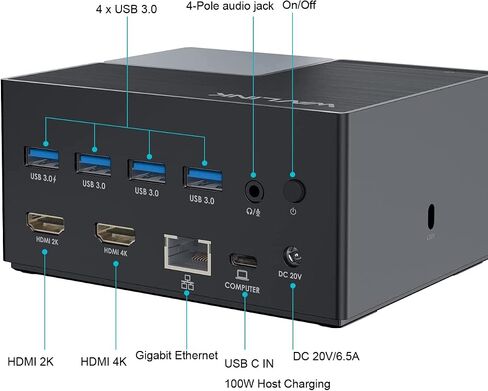 Wavlink USB-C Universal Laptop Docking Station, 10-in-1 USB-C Dock with Dual HDMI, RJ45 Ethernet, 100W Power Delivery, 4*USB Ports, Audio for Mac, Windows, Thunderbolt 3 & 4, USB4, USB-C Laptop in Saudi Arabia