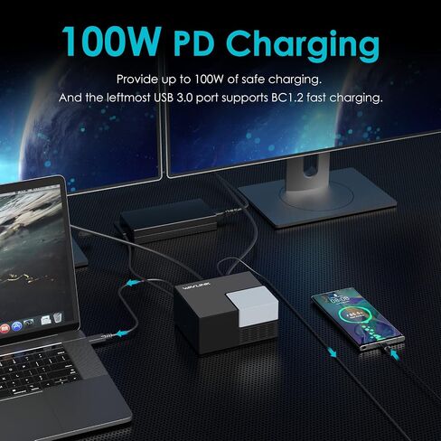 Wavlink USB-C Universal Laptop Docking Station, 10-in-1 USB-C Dock with Dual HDMI, RJ45 Ethernet, 100W Power Delivery, 4*USB Ports, Audio for Mac, Windows, Thunderbolt 3 & 4, USB4, USB-C Laptop in Saudi Arabia