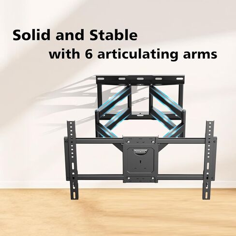 حامل حائط تلفزيون كامل الحركة لأجهزة التلفاز المنحنية المسطحة مقاس 37-85 بوصة، حامل تلفزيون بأذرع مزدوجة مفصلية مع دوار وإمالة، حامل تلفزيون يناسب مسامير خشبية مقاس 12/16 بوصة يصل وزنها إلى 135 رطلًا بحد أقصى 600 × 400 مم (37-85 بوصة) in Kuwait