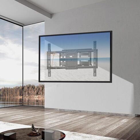 حامل حائط تلفزيون كامل الحركة لأجهزة التلفاز المنحنية المسطحة مقاس 37-85 بوصة، حامل تلفزيون بأذرع مزدوجة مفصلية مع دوار وإمالة، حامل تلفزيون يناسب مسامير خشبية مقاس 12/16 بوصة يصل وزنها إلى 135 رطلًا بحد أقصى 600 × 400 مم (37-85 بوصة) in Kuwait