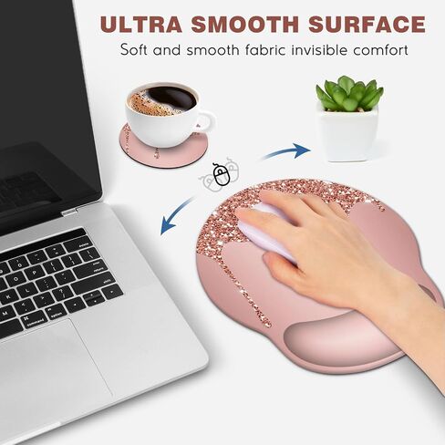 Dinky Ergonomic Mouse Pads, Cute Mouse Pad with Wrist Rest Support Gel, Non-Slip PU Base Mouse Mat with Memory Foam for Home, Office and Gaming, Easy Typing & Pain Relief (Blooming Flower) in Saudi Arabia