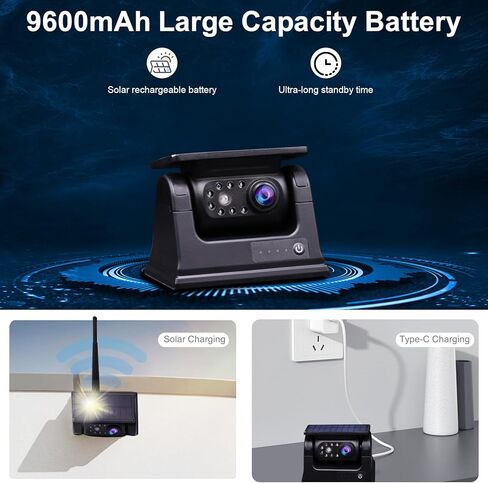 كاميرا احتياطية لاسلكية مغناطيسية تعمل بالطاقة الشمسية من B-Qtech مع نظام مراقبة 5 بوصات AHD1080P وصلة مقطورة شاحنة كاميرا الرؤية الخلفية بالأشعة تحت الحمراء للرؤية الليلية IP68 مقاومة للماء وقابلة لإعادة الشحن لكاميرا السيارة RV in Kuwait