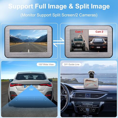 كاميرا احتياطية لاسلكية مغناطيسية تعمل بالطاقة الشمسية من B-Qtech مع نظام مراقبة 5 بوصات AHD1080P وصلة مقطورة شاحنة كاميرا الرؤية الخلفية بالأشعة تحت الحمراء للرؤية الليلية IP68 مقاومة للماء وقابلة لإعادة الشحن لكاميرا السيارة RV in Kuwait