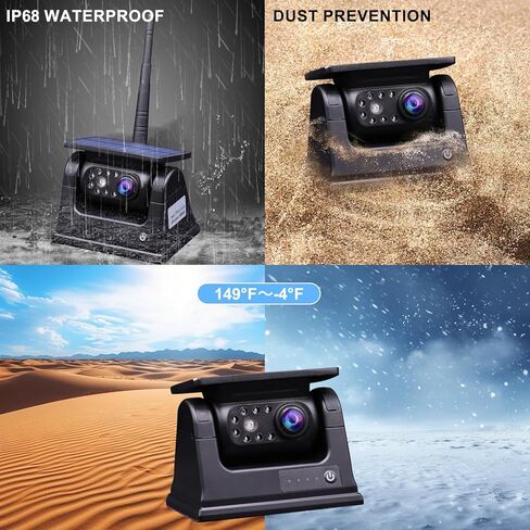 كاميرا احتياطية لاسلكية مغناطيسية تعمل بالطاقة الشمسية من B-Qtech مع نظام مراقبة 5 بوصات AHD1080P وصلة مقطورة شاحنة كاميرا الرؤية الخلفية بالأشعة تحت الحمراء للرؤية الليلية IP68 مقاومة للماء وقابلة لإعادة الشحن لكاميرا السيارة RV in Kuwait