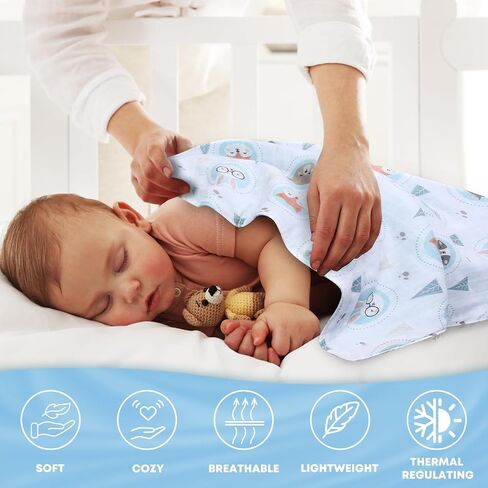 Baby Blankets for Boys, Baby Boy Muslin Swaddle Blanket, Baby Boy Essentials, Receiving Baby Blanket Boy, Newborn Baby Registry Soft Cozy Travel Baby Stuff, Breathable 25.5" x 43.3" in Saudi Arabia