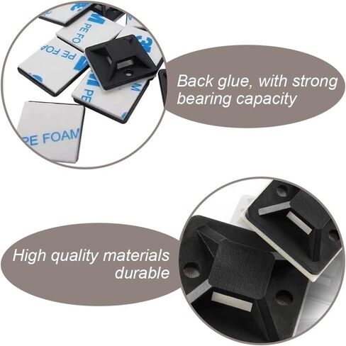 100 قطعة من روابط الكابلات اللاصقة متعددة الوظائف، حامل قاعدة ربط كابل ذاتي اللصق، قواعد ربط كابل مقاومة درجات الحرارة العالية لقاعدة كابل المكتب المنزلي in Kuwait