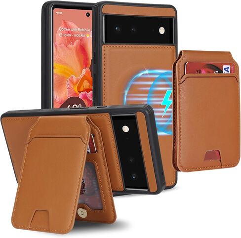 حافظة لهاتف Google Pixel 6 مع حامل بطاقة الائتمان، تناسب محفظة جلدية للهاتف Google Pixel 6 للنساء، محفظة متوافقة قابلة للفصل 2 في 1 للرجال - أسود in Kuwait