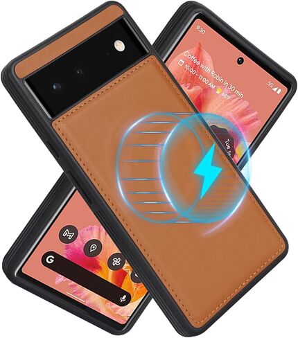 حافظة لهاتف Google Pixel 6 مع حامل بطاقة الائتمان، تناسب محفظة جلدية للهاتف Google Pixel 6 للنساء، محفظة متوافقة قابلة للفصل 2 في 1 للرجال - أسود in Kuwait