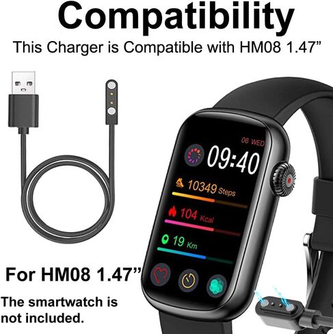 smart watch Cables Compatible with FITVII and MorePro HM08 1.47" smart watch, 2-Pack in Saudi Arabia