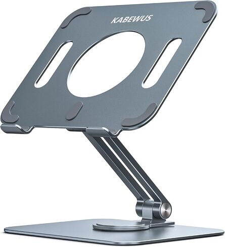 2022 Tablet Computer iPad Stand Holder Bracket Desktop Mobile Phone Bracket Foldable Aluminum Alloy Adjustable Stands and Holders for Desk (Silver White) in Saudi Arabia