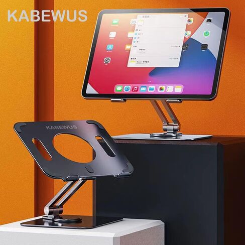 2022 Tablet Computer iPad Stand Holder Bracket Desktop Mobile Phone Bracket Foldable Aluminum Alloy Adjustable Stands and Holders for Desk (Silver White) in Saudi Arabia