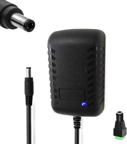 محول تيار متردد 12 فولت 2 أمبير 100-240 فولت 50-60 هرتز تيار متردد إلى تيار مستمر 12 فولت 2 أمبير، محول تيار متردد، قابس مخرج تيار مستمر 5.5 مم × 2.5 مم وطرف واحد، سلك طاقة [4.9 قدم/1.5 م]، أسود in Kuwait