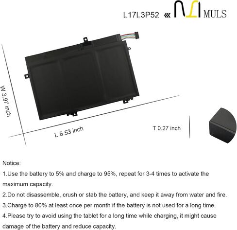 MULS L17L3P52 45Wh بطارية كمبيوتر محمول لينوفو ثينك باد L14 Gen 2 L480 L490 L580 L590 دفتر L17M3P54 L17M3P53 L17C3P52 01AV463 01AV464 SB10K97610 SB10K97611 11.1V 4120mAh in Saudi Arabia