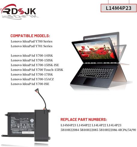 L14M4P23 L14S4P22 L14L4P23 بطارية الكمبيوتر المحمول لينوفو IdeaPad Y700 Y700-ISE Y701 Y700-14ISK Y700-15ISK Y700-17ISK Y700-15ACZ Y700-15ISK-ISE Y700 Touch-15ISK 5B10H22084 5B10H220 85 5B10H22086 14.8 فولت 60 وات ساعة in Saudi Arabia