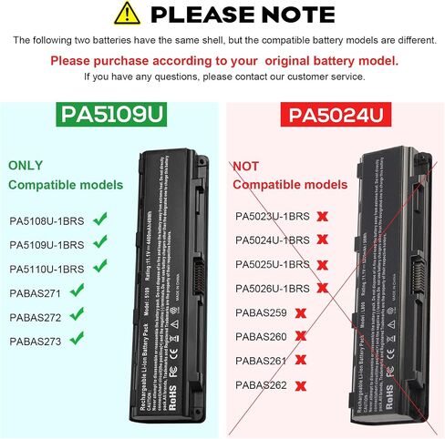 TREE.NB بطارية كمبيوتر محمول بديلة PA5109U-1BRS متوافقة مع توشيبا ستالايت PABAS271 PABAS272 PABAS273 PA5110U-1BRS PA5108U-1BRS 6 خلايا ليثيوم أيون in Saudi Arabia