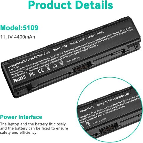 TREE.NB بطارية كمبيوتر محمول بديلة PA5109U-1BRS متوافقة مع توشيبا ستالايت PABAS271 PABAS272 PABAS273 PA5110U-1BRS PA5108U-1BRS 6 خلايا ليثيوم أيون in Saudi Arabia