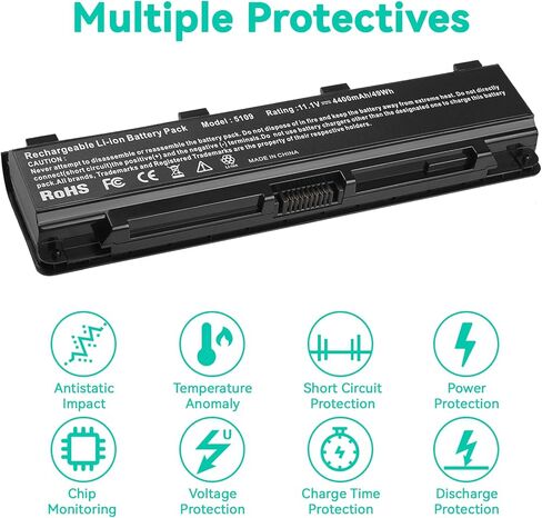 TREE.NB بطارية كمبيوتر محمول بديلة PA5109U-1BRS متوافقة مع توشيبا ستالايت PABAS271 PABAS272 PABAS273 PA5110U-1BRS PA5108U-1BRS 6 خلايا ليثيوم أيون in Saudi Arabia