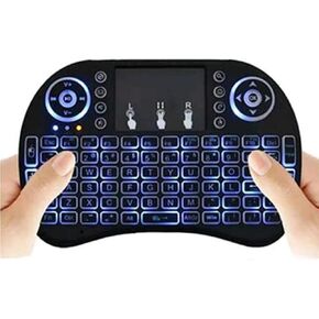 Mini Wireless Keyboard with Touchpad Mouse 2.4GHz Multi-Media Keyboard RGB LED Backlit Handheld Keyboard Handheld Remote Control for Pc, Pad, Google Android Tv Box, Smart TVs, PS3/PS4(Black)