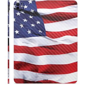 Carbon Fiber Skin Compatible with Apple iPad Pro 13 (M4) 2024 - American Flag - Premium 3M Vinyl Protective Wrap Decal Cover - Easy to Apply | Crafted in The USA by MightySkins
