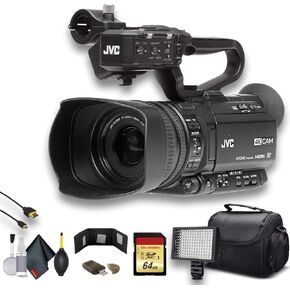 JVC GY-HM250 UHD 4K Streaming Camcorder W/ 64GB Memory Card, HDMI Cable, Case, LED Light, Cleaning Kit and More. Professional Bundle