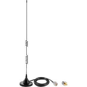 هوائي UHF VHF ثنائي النطاق 136-174 ميجا هرتز 400-520 ميجا هرتز للمركبة المتنقلة هام راديو قاعدة مغناطيسية مع محول PL-259&SMA لأجهزة BTECH BaoFeng ICOM Kenwood المحمولة في اتجاهين in Kuwait