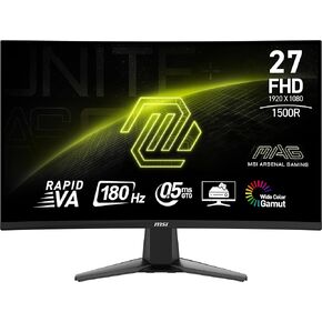 MSI MAG27C6F 27-inch 1920 x 1080 (FHD), Rapid VA, Gaming Monitor 180Hz, Adaptive Sync, 0.5ms, HDMI, Display-Port, VESA Mountable, Tilt