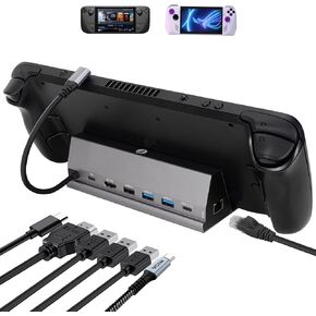 Docking Station for Steam Deck,V VCOM 7-in-1 Steam Deck Dock ROG Ally with HDMI 4K@60Hz,DisplayPort,Gigabit Ethernet,3 USB-A 3.0 and USB-C Charging Port Compatible with Steam Deck