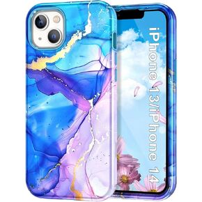 حافظة Btscase لهاتف iPhone 14 Pro، [تم اختبار السقوط من الدرجة العسكرية] تصميم نمط رخامي نحيف متين مقاوم للصدمات للنساء والفتيات والرجال، غطاء واقٍ مضاد للخدش لهاتف iPhone 14 Pro، ذهبي وردي