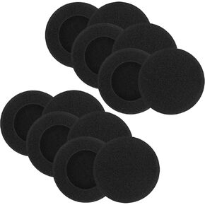 Ear Cushions Soft Foam Covers 45mm - 1.8" inch Diameter Replacement Sponge Cover Earpads for Most Standard Size Office Telephone Headsets, On Ear Headphones (Black) 12 Pack