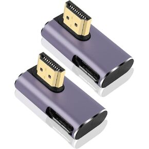 PNGKNYOCN 8K HDMI Adapter, 2 Pack 90 Degree HDMI 2.1 Male to Female Converter,Support 8K@60Hz/4K@120Hz HDR, 48Gbps Data Transferfor HDTV,Projector,Laptop (R