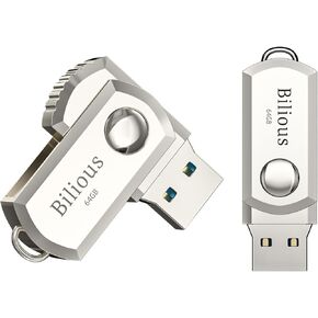 Bilious USB Flash Drive, 360° Rotation Metal Style Thumb Drive Portable Key-Hole Design USB Memory Stick, Waterproof Jump Pen Drive for Storage and Backup