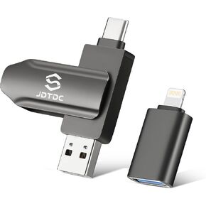 JSL JDTDC 128GB 3-in-1 Photo-Backup-Stick for iPhone/iPad/Android/PC, Photo & Video Backup Storage iPhone-Backup-Flash-Drive Photo-Finder-Stick-for-Computer iPhone-Photo-Saver Android-Photo-Backup
