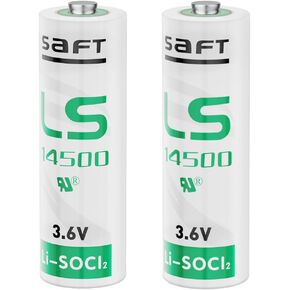 2 Pack LS14500 AA 3.6V Li-SOCl2 Lithium 2600mAH Batteries Use for Security System Device PLC Facility Batteries