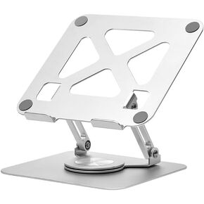 Collapsible Rotating Laptop Stand, Height Adjustable Ergonomic Desktop Stand, Aluminum Portable Laptop Riser Stand, Compatible with MacBook Pro Air, 10-17.3 ""for All laptops, Silver