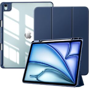حافظة TiMOVO لجهاز iPad Air 13 بوصة (M2) 2024 مع حامل قلم رصاص، غطاء واقٍ نحيف مع غطاء خلفي شفاف لجهاز iPad Air 13 بوصة، تنبيه/غفو تلقائي - أزرق داكن in Kuwait