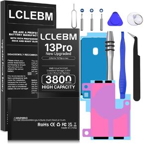 LCLEBM [3800mAh] Battery for iPhone 13 Pro, 2024 New 0 Cycle Higher Capacity Battery Replacement for iPhone 13 Pro Model A2483, A2636, A2638, A2639, A2640 with Complete Repair Tools Kits in Kuwait