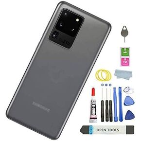 Galaxy S20 Ultra Back Glass Replacement Back Cover Glass (Waterproof) with Camera Lens Glass Parts Housing Door for Samsung Galaxy S20 Ultra 5G +Tools (Cosmic Gray)