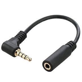 xiwai 90 degree right angled 3.5mm 4 poles Audio Stereo Male to Female Extension Cable 10cm Black