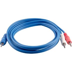 Seismic Audio 6 Foot Blue Stereo Male to Dual 3.5mm Mono Splitter Cable-Audio Y-Split (SA-Y19)