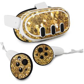 MightySkins Skin Compatible with Meta Quest 3 - Gold Chips | Protective, Durable, and Unique Vinyl Decal wrap Cover | Easy to Apply, Remove, and Change Styles