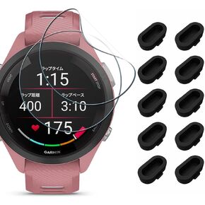Miimall [10+2 Pack] Compatible for Garmin Forerunner 265S Screen Protector, Charger Port Protector, Anti-Dust Plugs + Anti-Scratch Bubble Free TPU Film Screen Protector for Forerunner 265S