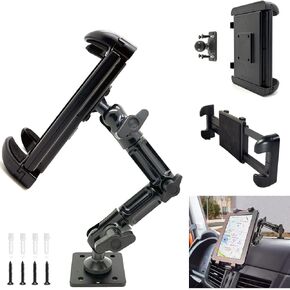 Industrial Metal Drill Base Tablet/Smartphone Mount w/8" Alloy ELD AMPS Drill Arm- iPad Holder for wall or truck Fleet Compatible with iPad Pro Air Mini 12.9, Galaxy S, Surface Pro, Smartphone
